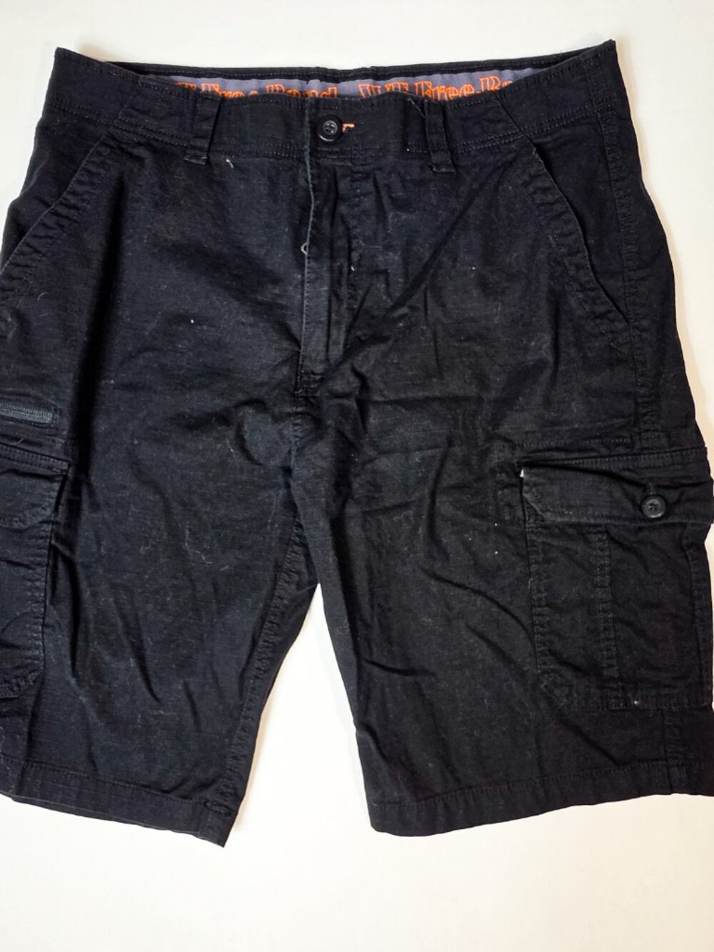 WearFirst Mens Free-Band Stretch Cargo Shorts Size 38 Black Casual hiking